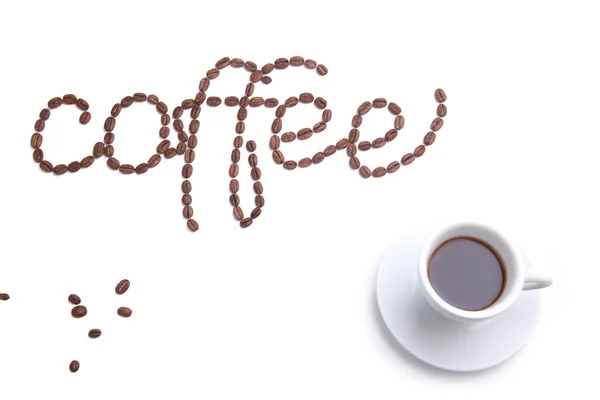コーヒー豆から作られる言葉「コーヒー」 — ストック写真