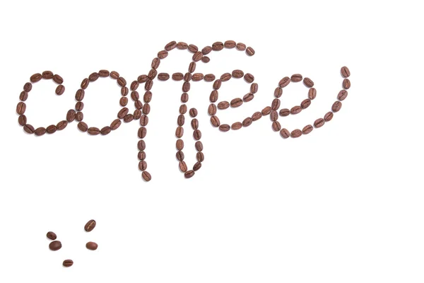 Woord "koffie" gemaakt van koffiebonen — Stockfoto