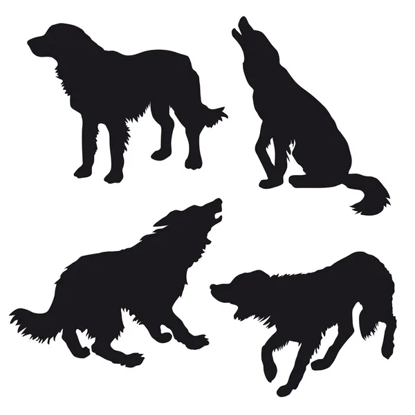 Vector silhouette of the dog on white background — Stock Vector
