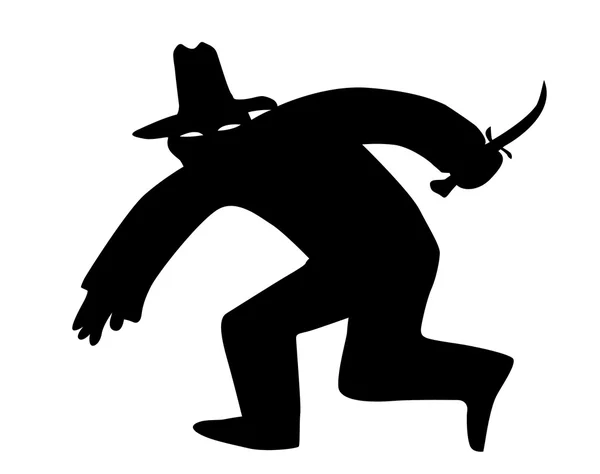 Silhouette vectorielle du voleur en masque sur fond blanc — Image vectorielle