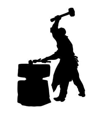 Vector silhouette of the smith on white background clipart