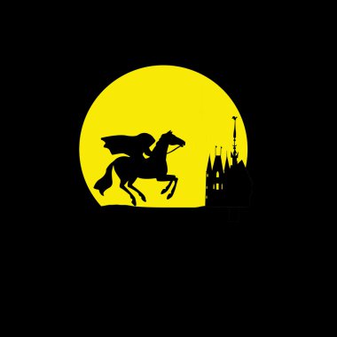 Vector silhouette of the rider without head on yellow background clipart