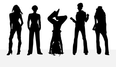 Silhouettes girl on white background clipart