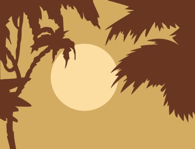 Tropical landscape with palm on foregrounds clipart