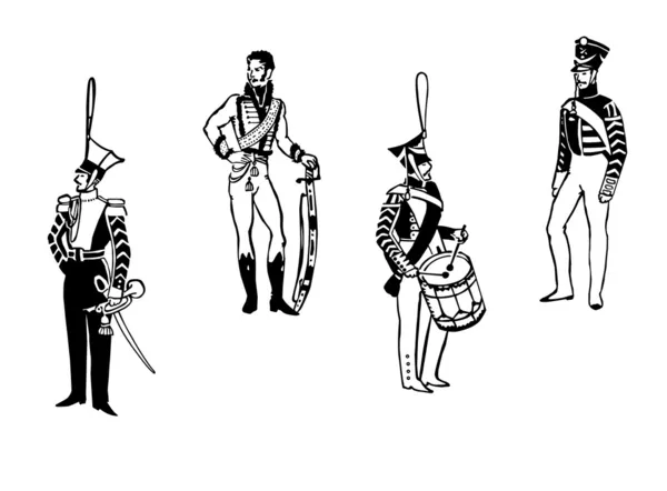 Vektorové ilustrace důstojníci staré armády — Stockový vektor