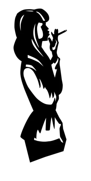 Portrait fille avec cigarette — Image vectorielle