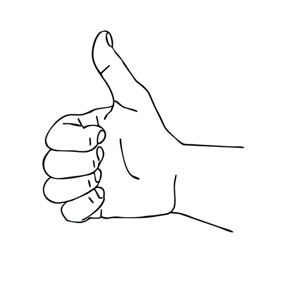 Silhuett av handen på vit bakgrund — Stock vektor