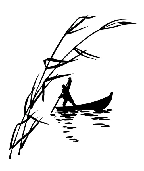 Illustrazione della persona in barca — Vettoriale Stock