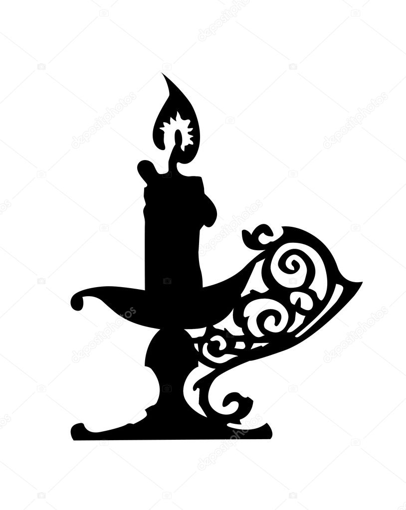 Silhouette of the candlestick on white background