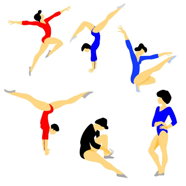 Silueta gymnastka na bílém pozadí — Stockový vektor