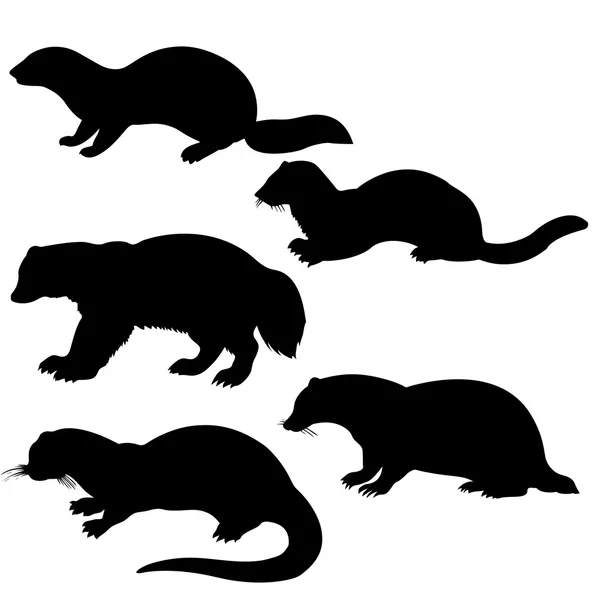 Silhouettes vectorielles animal sur fond blanc — Image vectorielle
