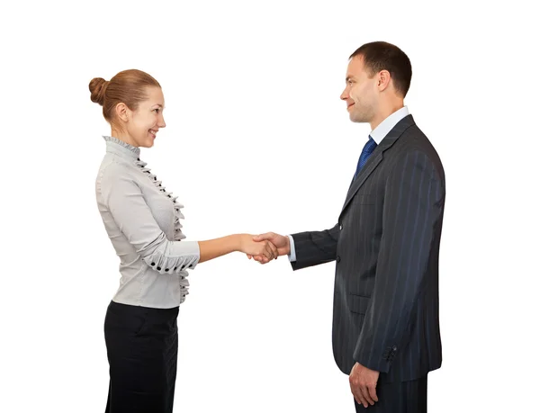 Handshake man and women. — Stock Photo, Image