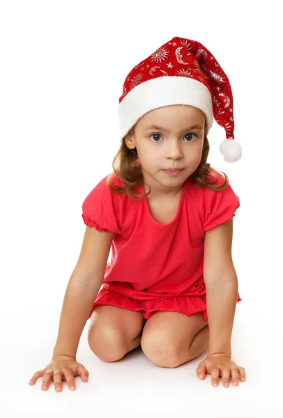 Menina em chapéu de Natal . — Fotografia de Stock