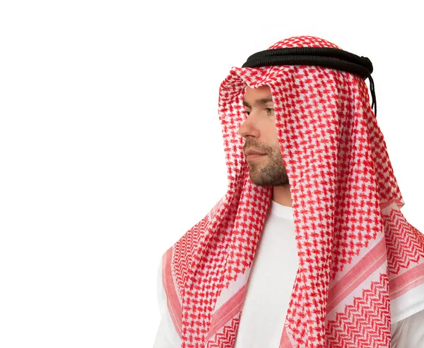 Homem na cobertura para a cabeça árabe . — Fotografia de Stock