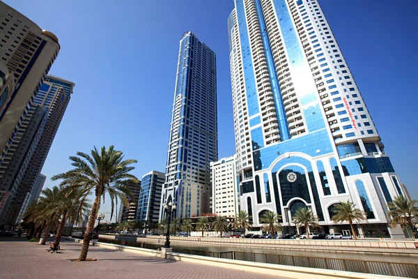 Modern skyscrapers in Sharjah. — Stock Photo, Image