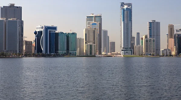 Arranha Céus Sharjah Khalid Lagoon Emirados Árabes Unidos — Fotografia de Stock