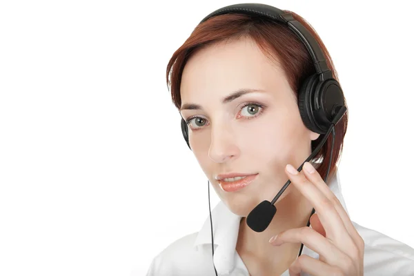 Beautiful girl with a headset. — Stock Photo, Image