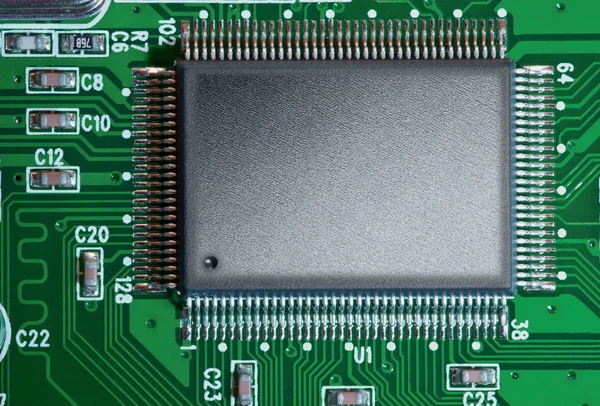 Microchip on a circuit board — Stock Photo, Image