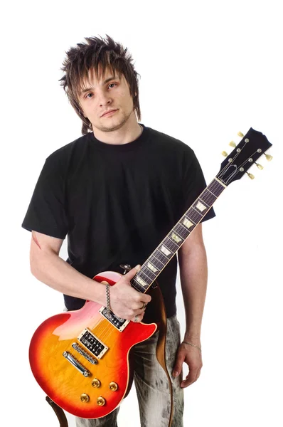 Rocker s elektrickou kytaru — Stock fotografie