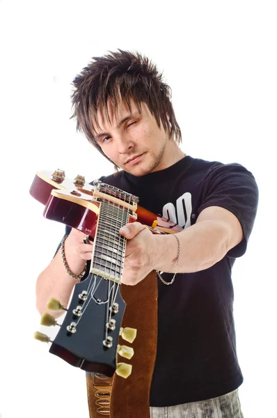Rocker s elektrickou kytaru — Stock fotografie