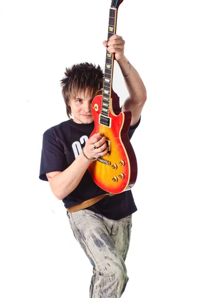 Rocker mit E-Gitarre — Stockfoto