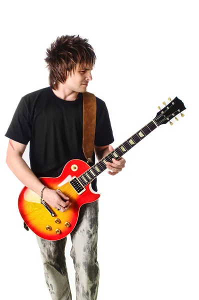 Rocker with electric guitar — Stock Photo, Image