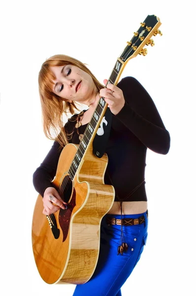 Rocker con chitarra acustica — Foto Stock