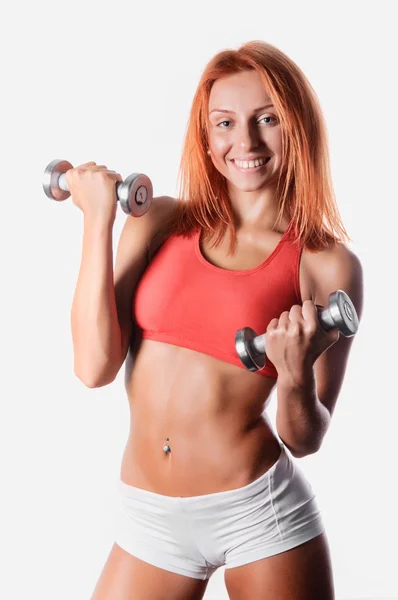 stock image Girl with dumbbells