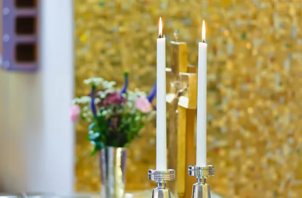 2 결혼식 촛불 — 스톡 사진