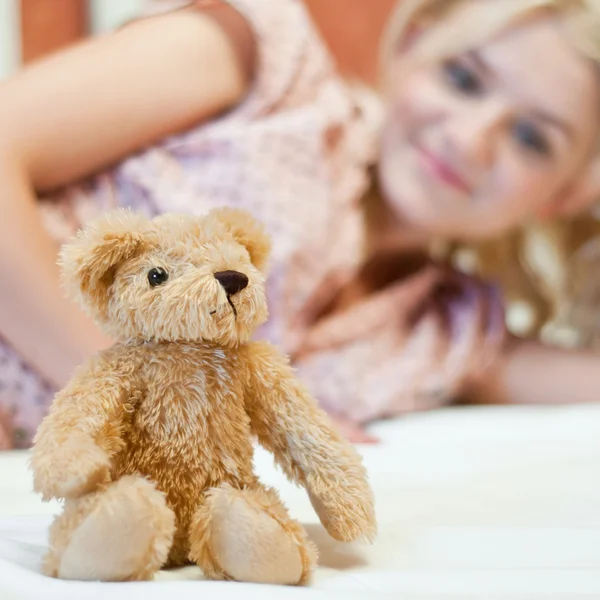 stock image Beautiful young girl with toy