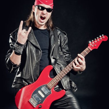 Rock-star playing a concert clipart