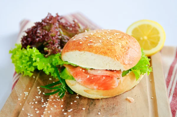 stock image A big juicy burger ready to satiate your lunchtime appetite