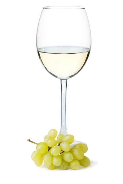Vinho branco e uvas — Fotografia de Stock