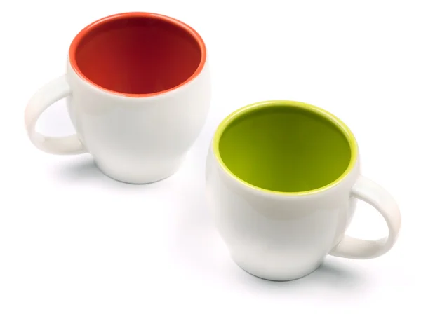 Due tazze di caffè a colori vuoti — Foto Stock