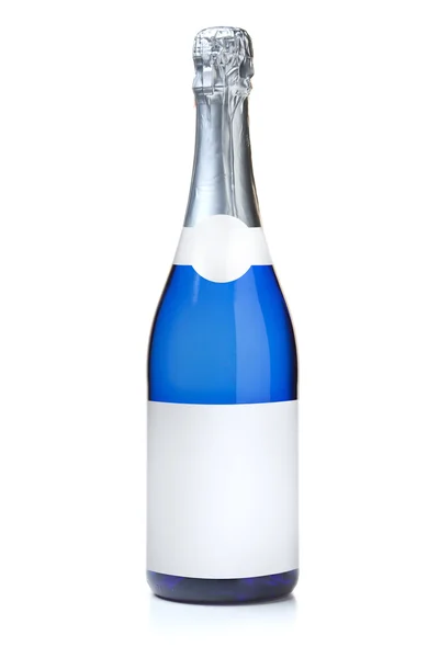 Modrá láhev šampaňského — Stock fotografie