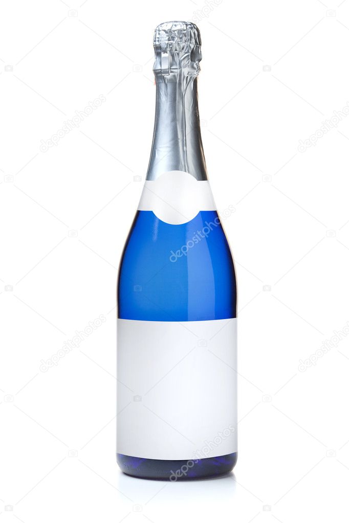 Blue champagne bottle