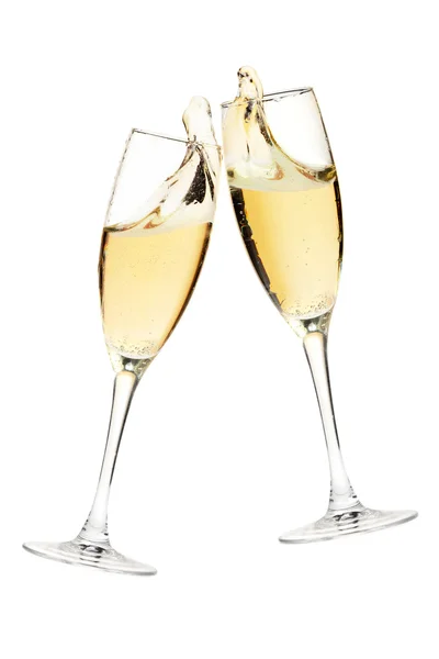 Вітаю! Два келихи шампанського — стокове фото
