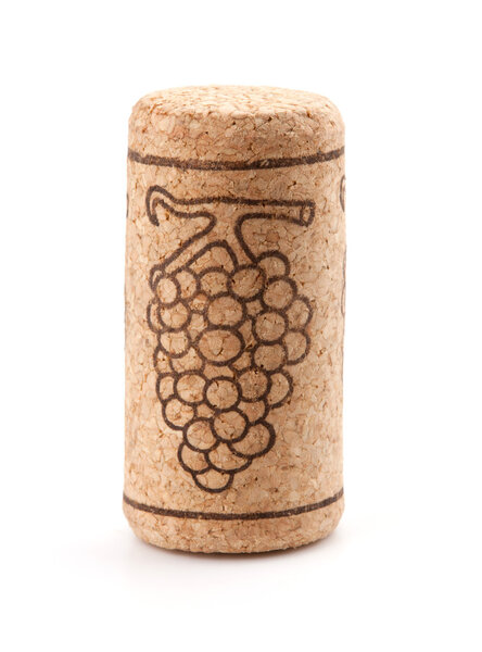 Wine cork with grape