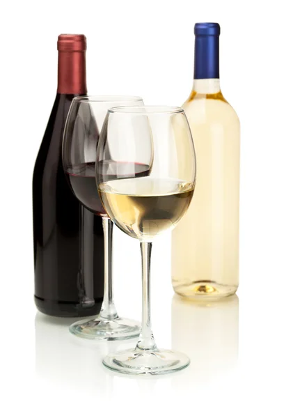 Vinho branco e tinto — Fotografia de Stock