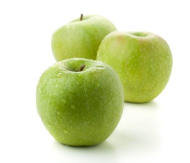 Three ripe green apples clipart