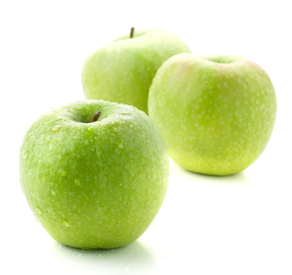 Three ripe green apples — Stock Photo, Image