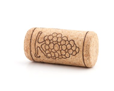 Wine cork with grape illustration clipart