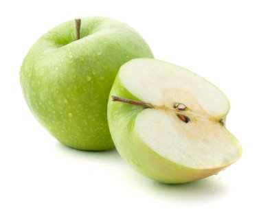 Ripe green apples. Isolated on white clipart