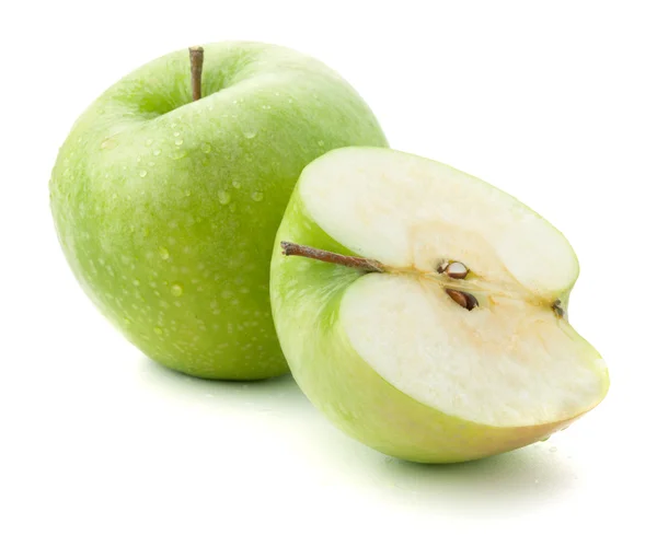 Manzanas Verdes Maduras Aislado Sobre Blanco —  Fotos de Stock