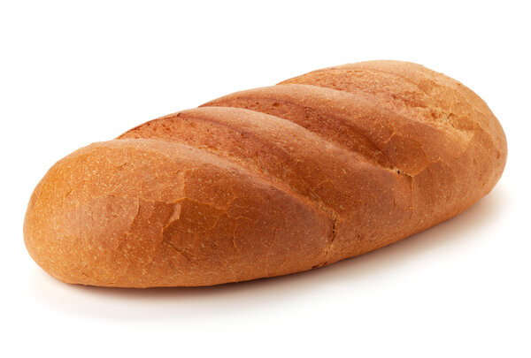 Long loaf bread. Isolated on white