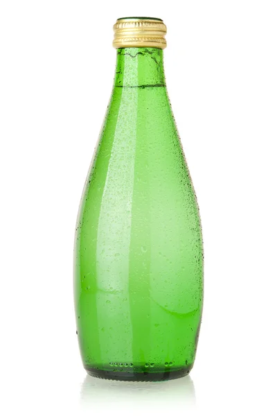 Содову Воду Скляній Пляшці Краплями Ізольовані Білому — стокове фото