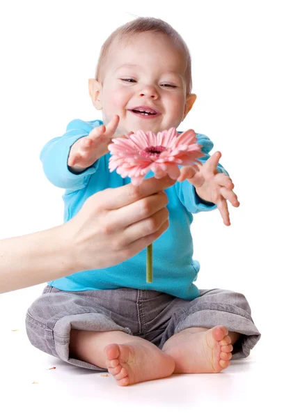 Lächeln Baby und Blume — Stockfoto