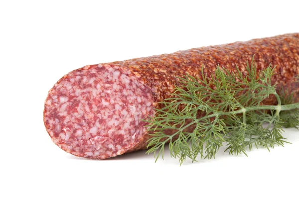 Italiensk salami korv med dill — Stockfoto