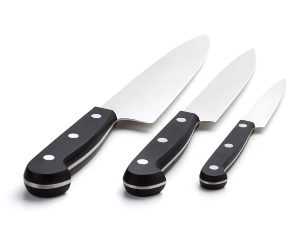 Trzy noże kuchenne — Zdjęcie stockowe