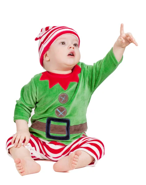 Small baby in santa suit — Stock Photo, Image